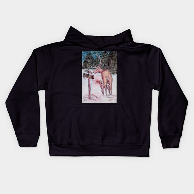 Rudolph Fawn Kids Hoodie by Animal Surrealism